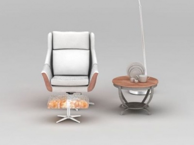 单人沙发椅落地灯组合模型3d模型