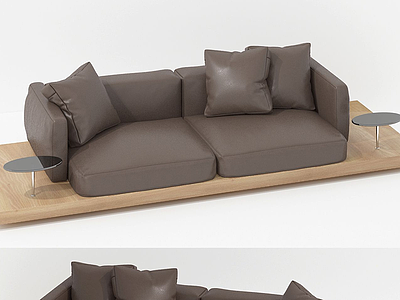 3d现代休闲双人沙发棉布沙发模型