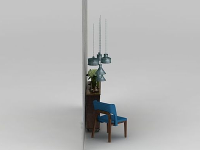 3d工业风装饰柜单椅组合模型