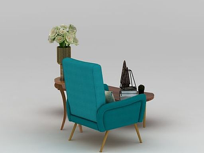 3d现代休闲椅小屋子饰品组合模型