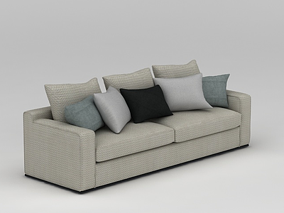 客厅简约长沙发模型3d模型