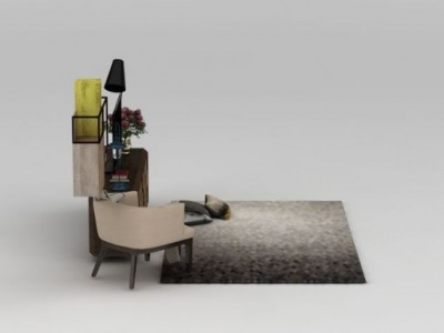 3d现代电视柜休闲椅架子组合模型