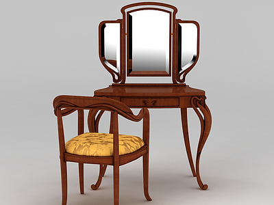 简美梳妆桌椅模型3d模型
