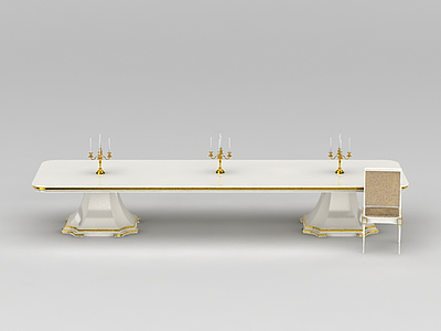 欧式豪华餐桌模型