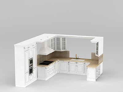 白色高端橱柜模型3d模型
