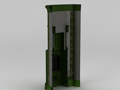 3d绿色壁炉免费模型