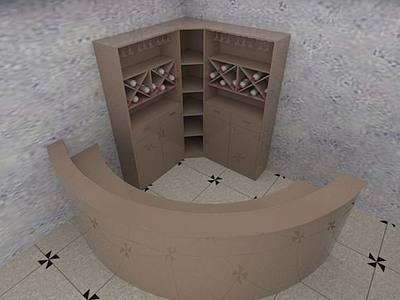 3d酒柜吧台组合模型