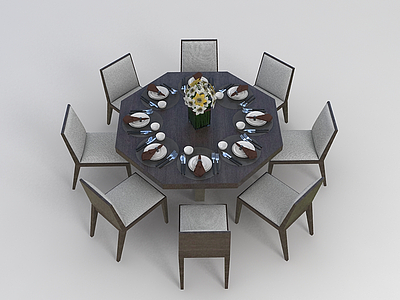 3d餐厅餐桌椅免费模型