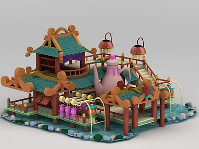 古代酒楼游戏场景模型3d模型