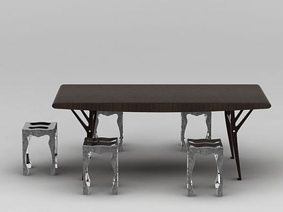 工业风餐桌椅组合模型3d模型