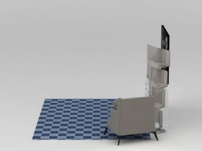 现代休闲椅创意落地灯组合模型3d模型