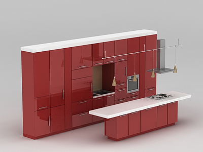 红色橱柜模型3d模型