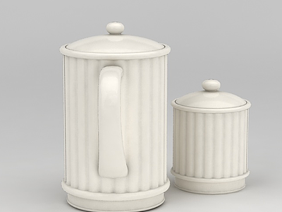 米色陶瓷茶具模型3d模型