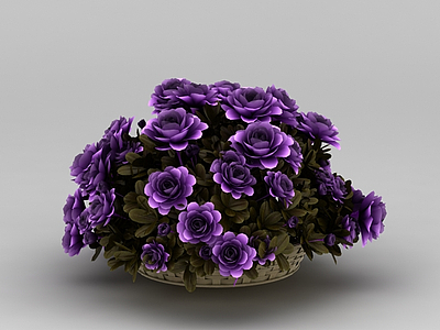 3d紫色花卉花篮免费模型