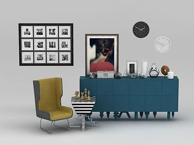 创意茶几柜子沙发椅组合模型3d模型