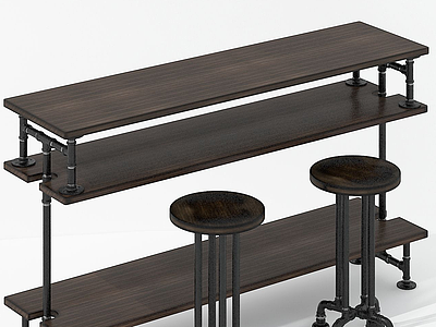 现代家居式吧台桌椅组合模型3d模型