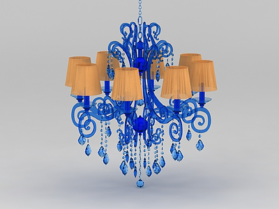 3d蓝色水晶吊灯免费模型
