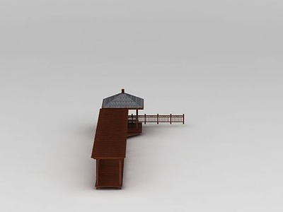 3d河边廊架亭子模型