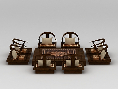 茶室桌椅模型3d模型