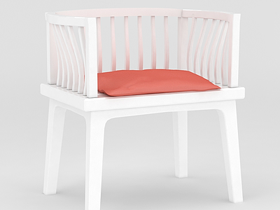 白色木椅模型