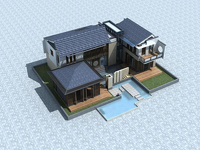 3d海景别墅模型