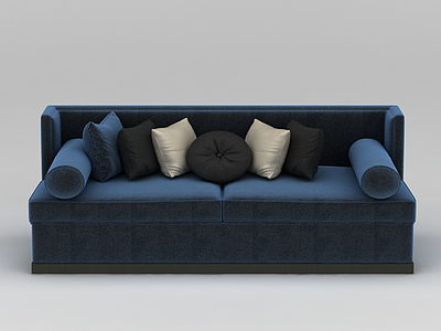 3d深蓝色软包沙发模型