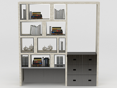 3d书房陈列架模型