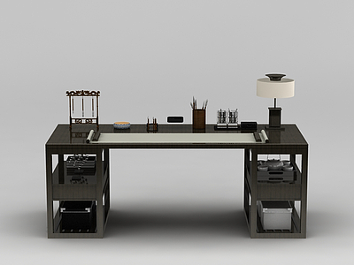 3d中式书房桌子模型