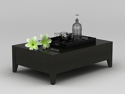 3d实木茶几矮桌模型