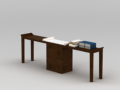 3d中式古典书桌模型