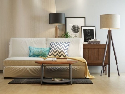 3d现代沙发落地灯组合模型