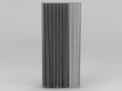 3d灰色布艺窗帘免费模型