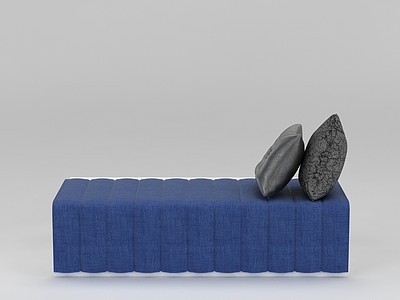 蓝色长沙发凳模型3d模型