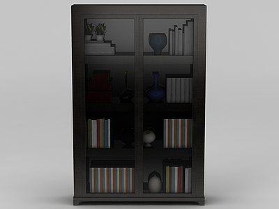 书房玻璃门置物柜模型3d模型
