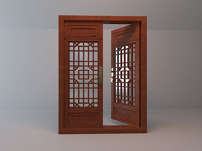 3d中式木质古窗模型