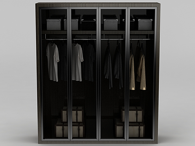 3d卧室实木衣柜免费模型