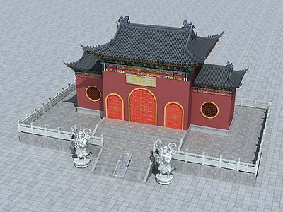 3d寺庙前山门模型