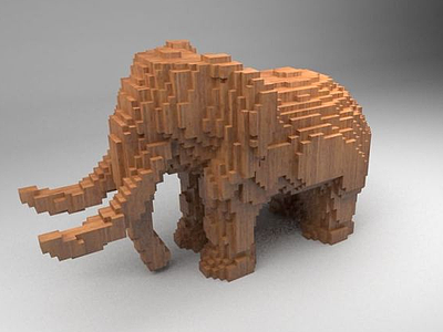 3d马赛克木块大象模型