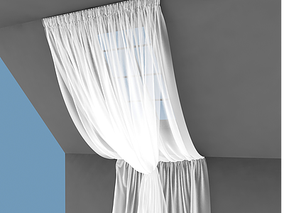 阁楼窗帘模型3d模型
