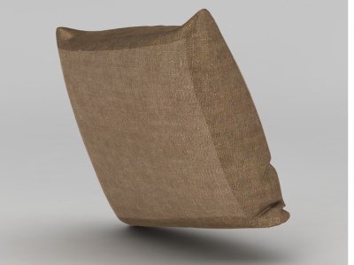 3d棕色棉麻布艺抱枕免费模型