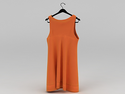 3d女士橘色无袖连衣裙免费模型