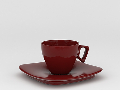 3d红色咖啡杯免费模型