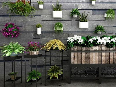 庭院植物装饰墙模型3d模型
