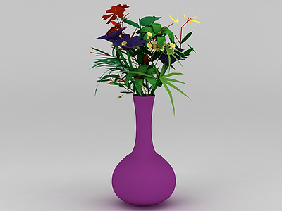 3d<font class='myIsRed'>紫色花瓶</font>装饰品免费模型