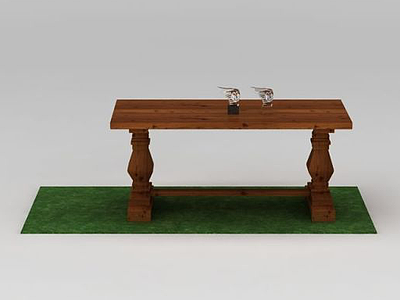 碳化木桌子3d模型