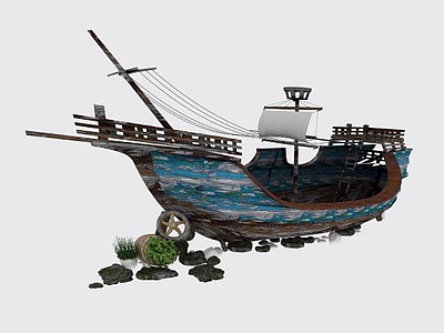 复古木帆船模型3d模型