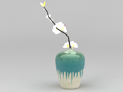 中式陶瓷花瓶装饰模型
