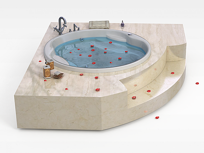 3d高档圆形浴缸模型