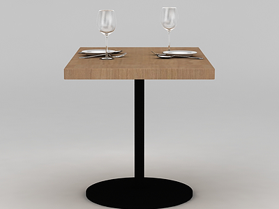 3d高脚桌西餐具免费模型