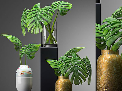 绿植花瓶摆件3d模型